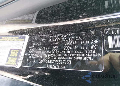 2023 Kia Forte Gt from USA, damaged, VIN 3KPF44ACXPE617163